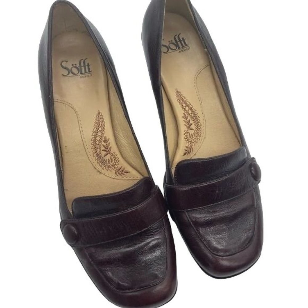 Sofft 3" Heels Women Size 9 Wide Mahogany Brown Leather Comfort